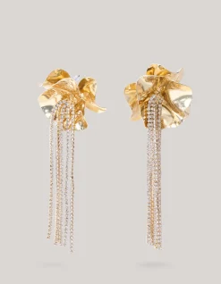 Flower Strass Oorbellen Goud