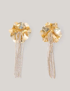 Flower Strass Oorbellen Goud
