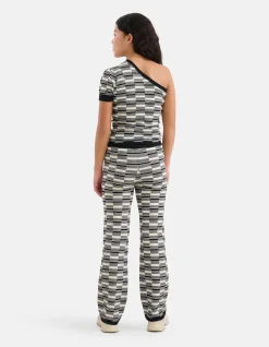 Gebreide Wide Leg Broek Zwart/Wit