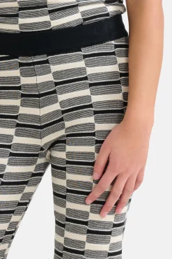 Gebreide Wide Leg Broek Zwart/Wit
