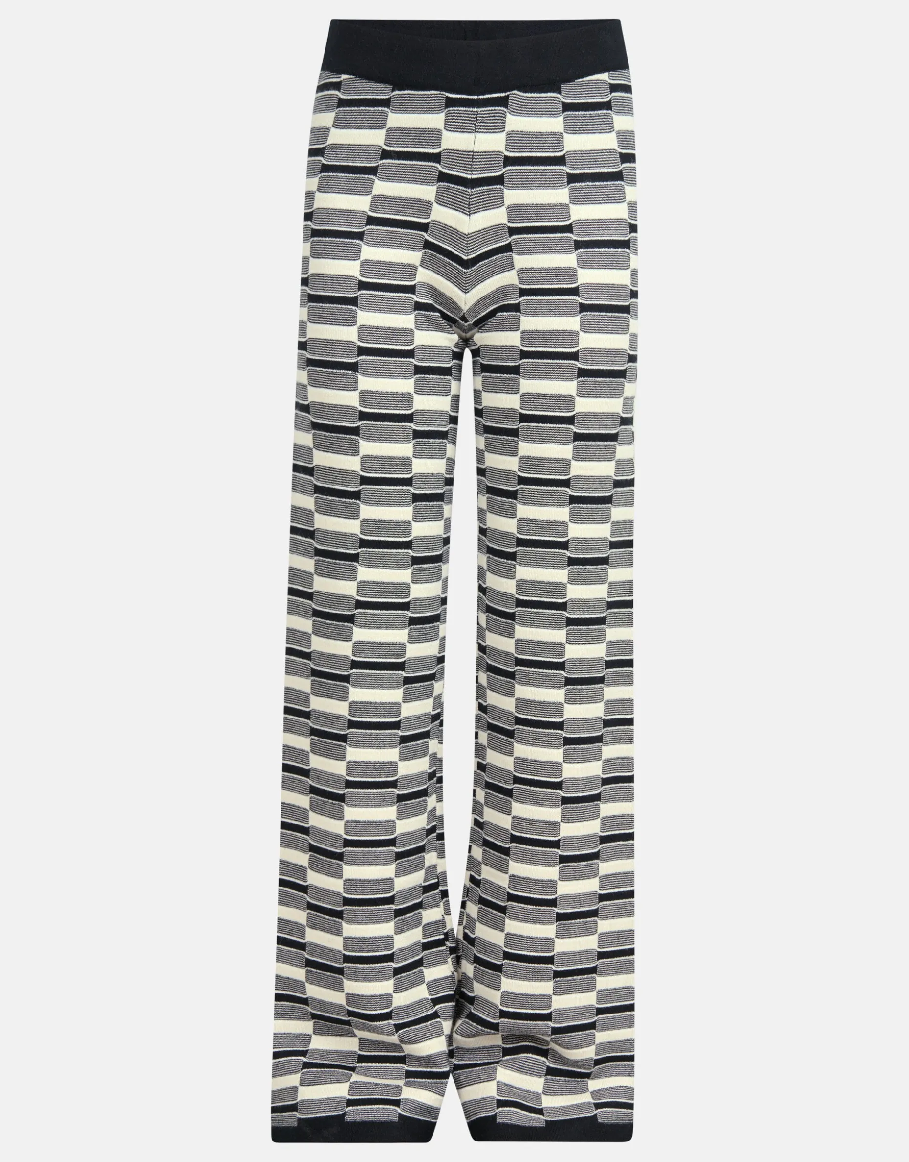 Gebreide Wide Leg Broek Zwart/Wit