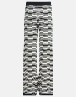 Gebreide Wide Leg Broek Zwart/Wit