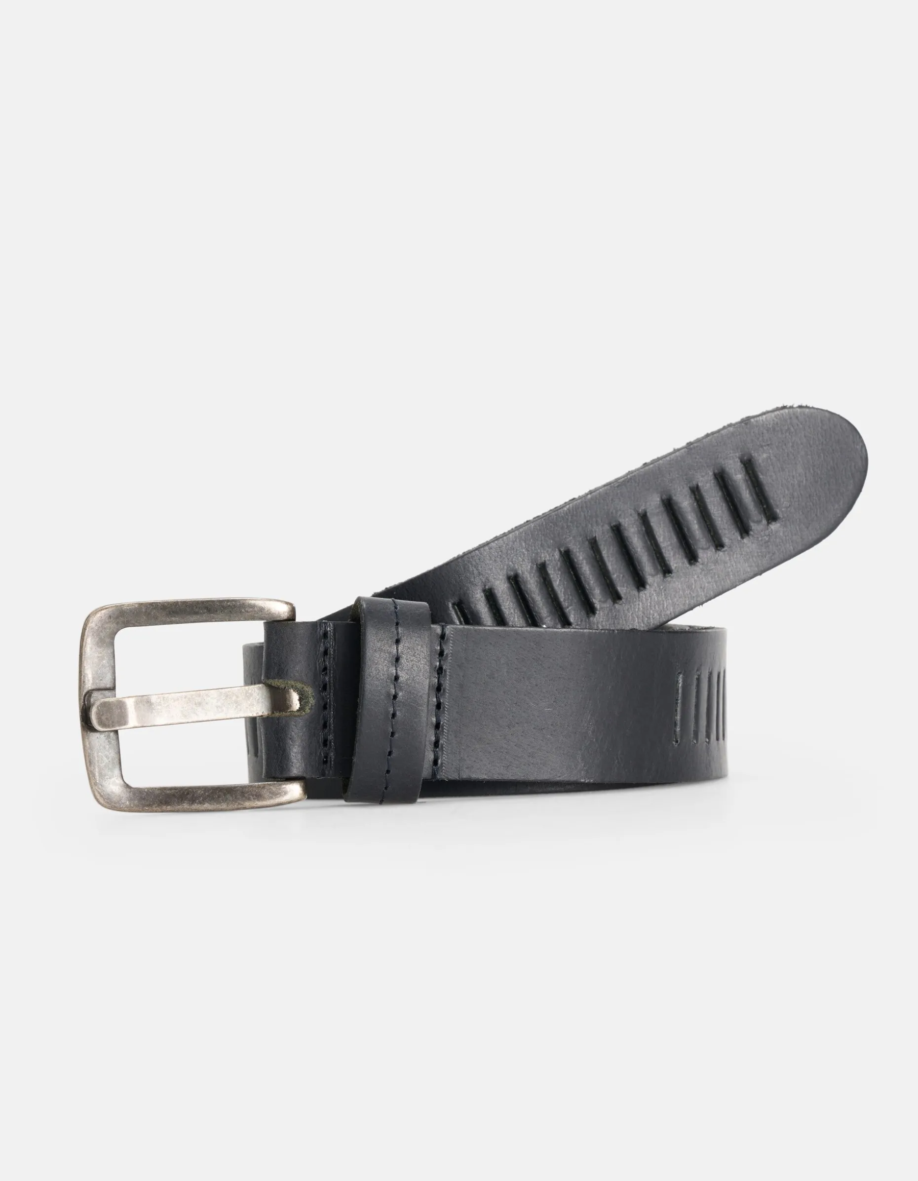 Gedetailleerde Leren Riem Zwart