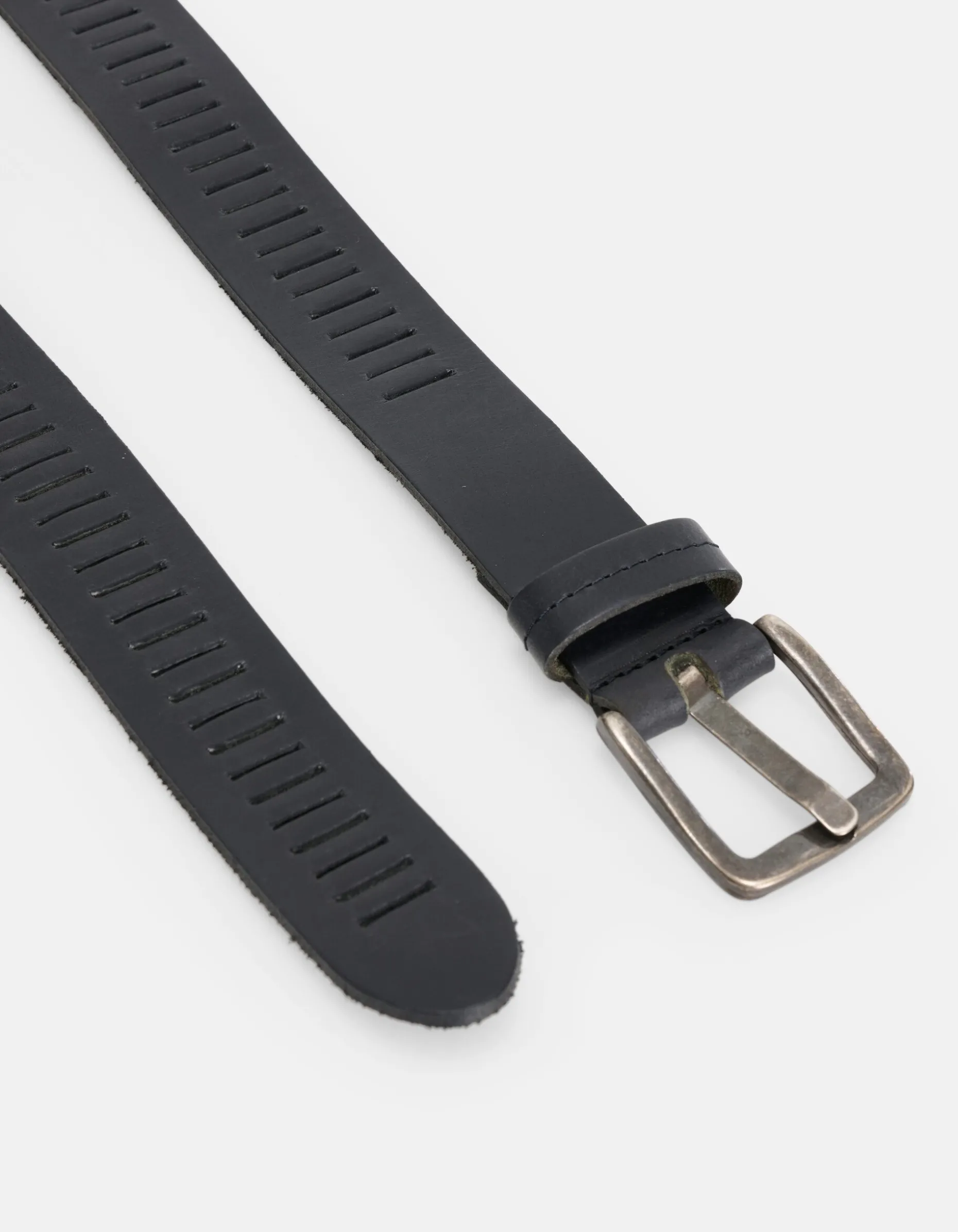 Gedetailleerde Leren Riem Zwart