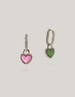 Gekleurde Hartjes Oorbellen Zilver