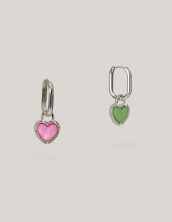 Gekleurde Hartjes Oorbellen Zilver