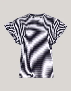 Gestreepte Ruffle Top Zwart/Wit
