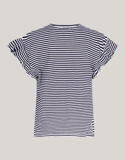Gestreepte Ruffle Top Zwart/Wit