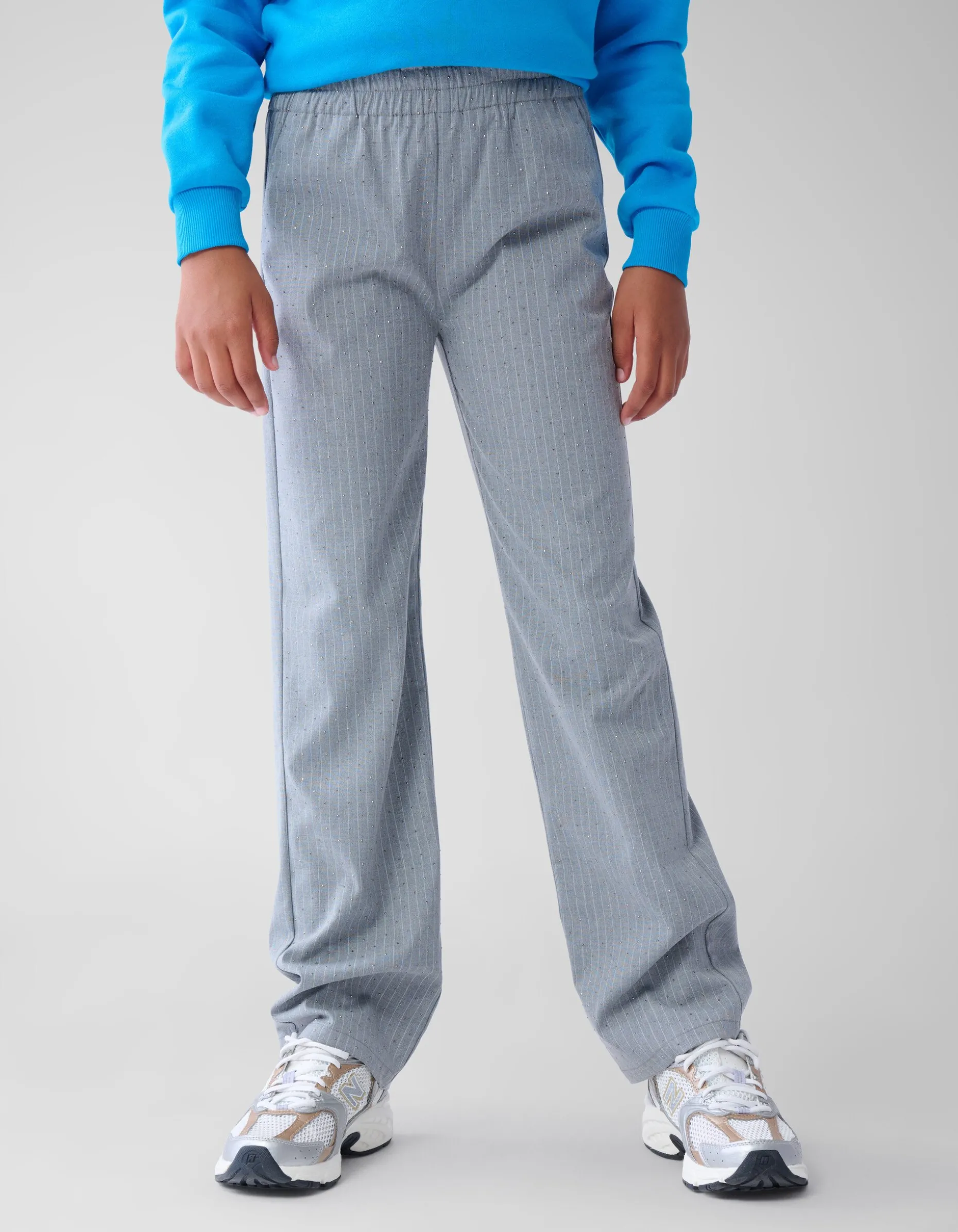 Gestreepte Strass Pantalon Grijs