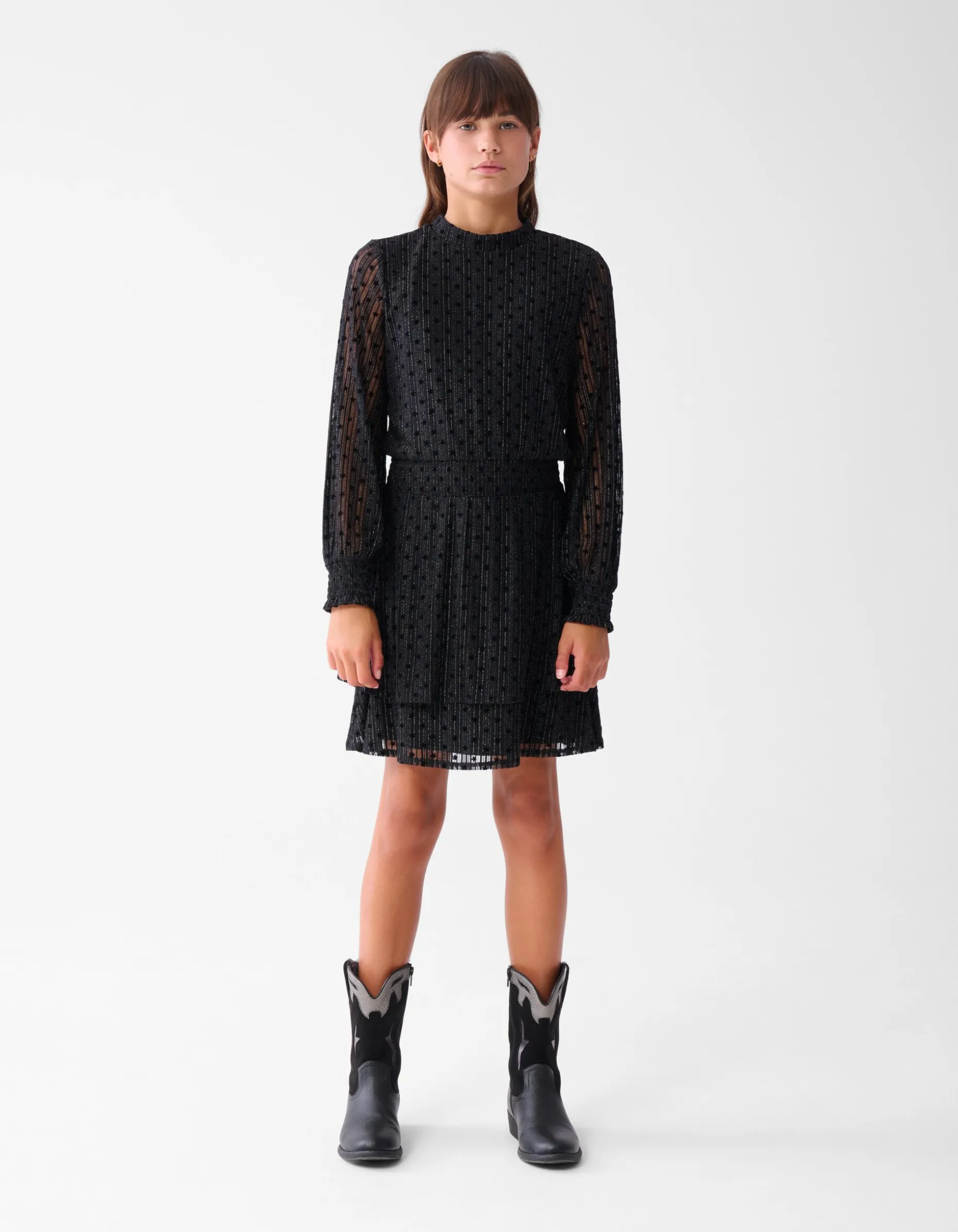 Glitter Mesh Jurk Zwart