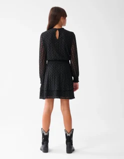 Glitter Mesh Jurk Zwart