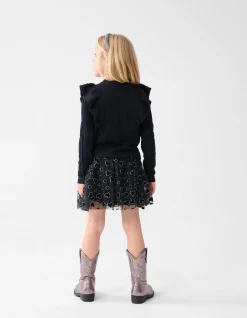 Glitter Mesh Rok Zwart