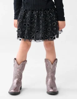 Glitter Mesh Rok Zwart