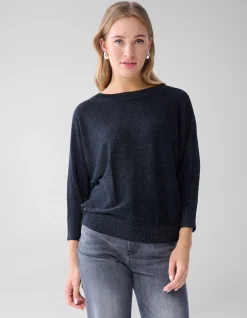 Glitter Vleermuismouwen Trui Zwart