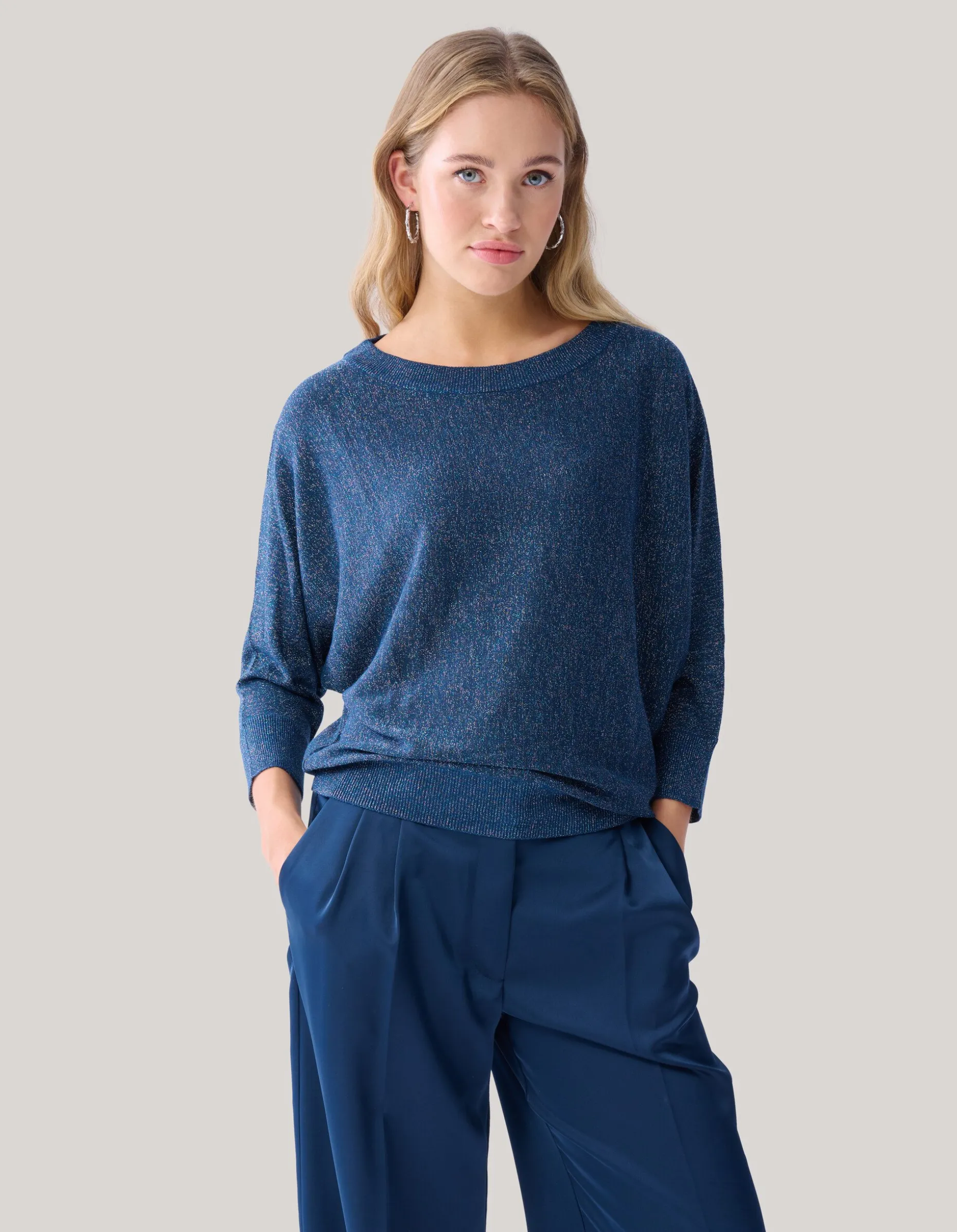 Glitter Vleermuismouwen Trui Blauw