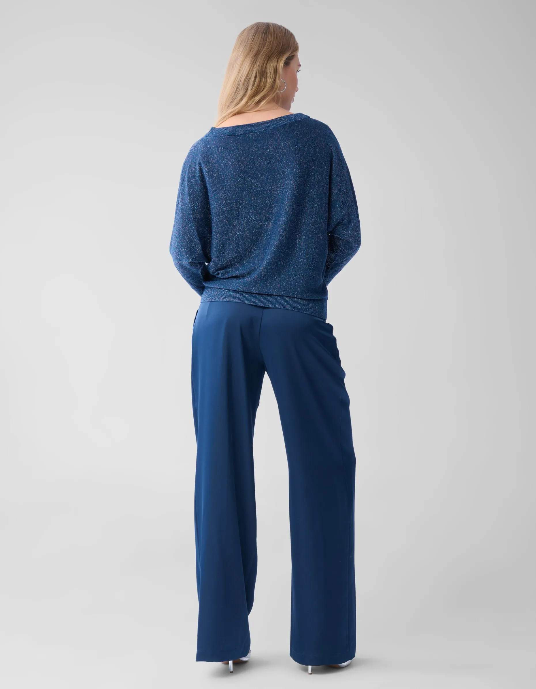Glitter Vleermuismouwen Trui Blauw