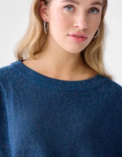Glitter Vleermuismouwen Trui Blauw