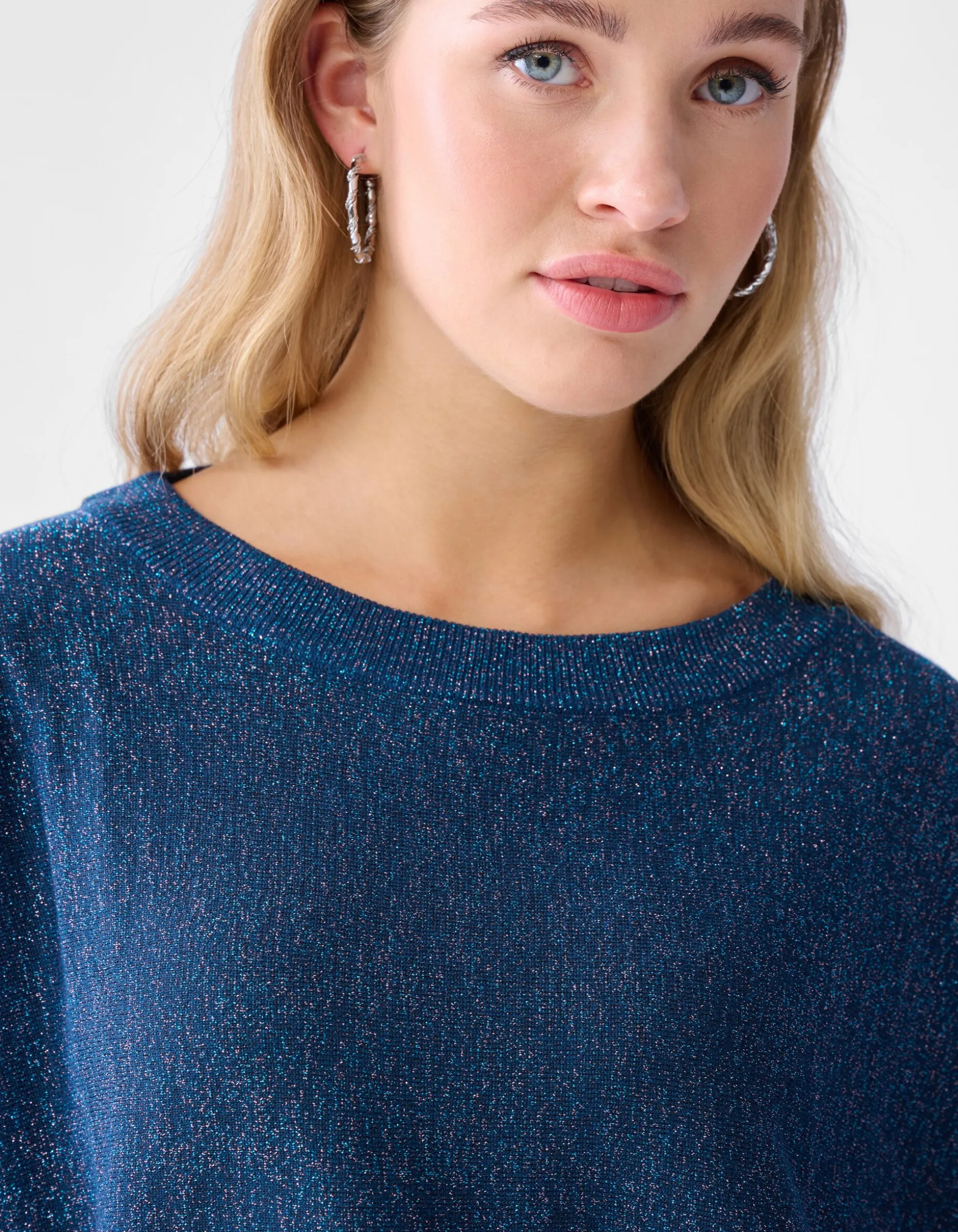 Glitter Vleermuismouwen Trui Blauw
