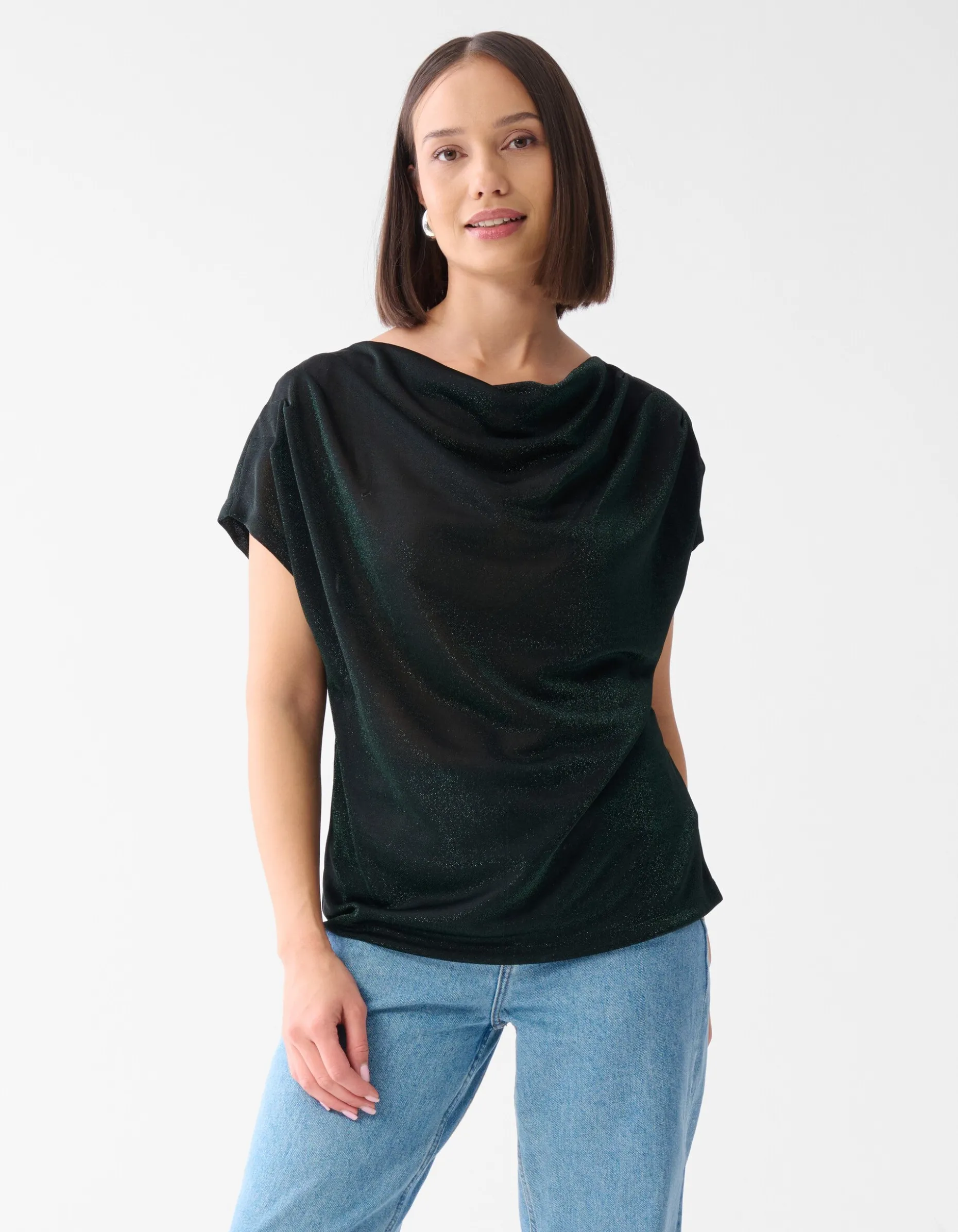 Glitter Waterval Top Donkergroen