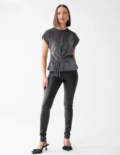 Glitter Waterval Top Grijs