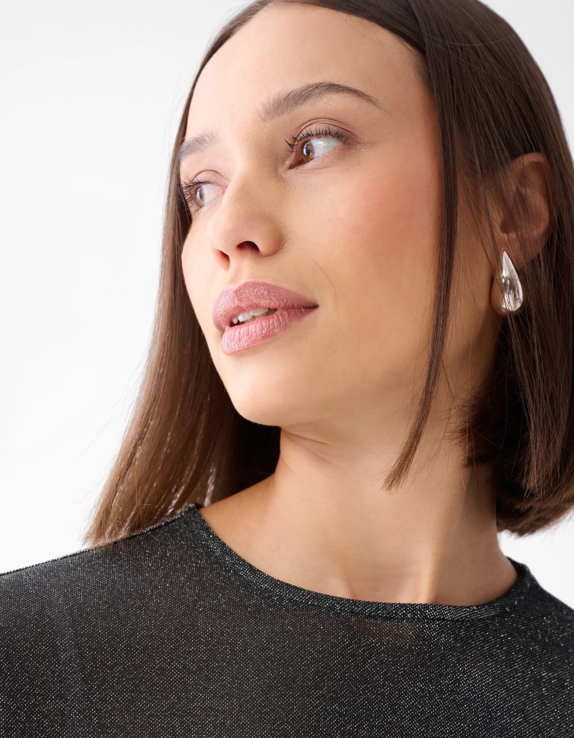 Glitter Waterval Top Grijs