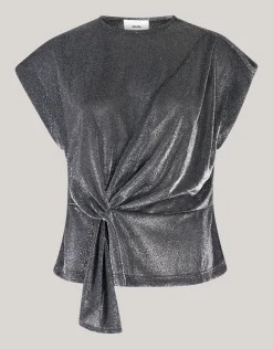 Glitter Waterval Top Grijs