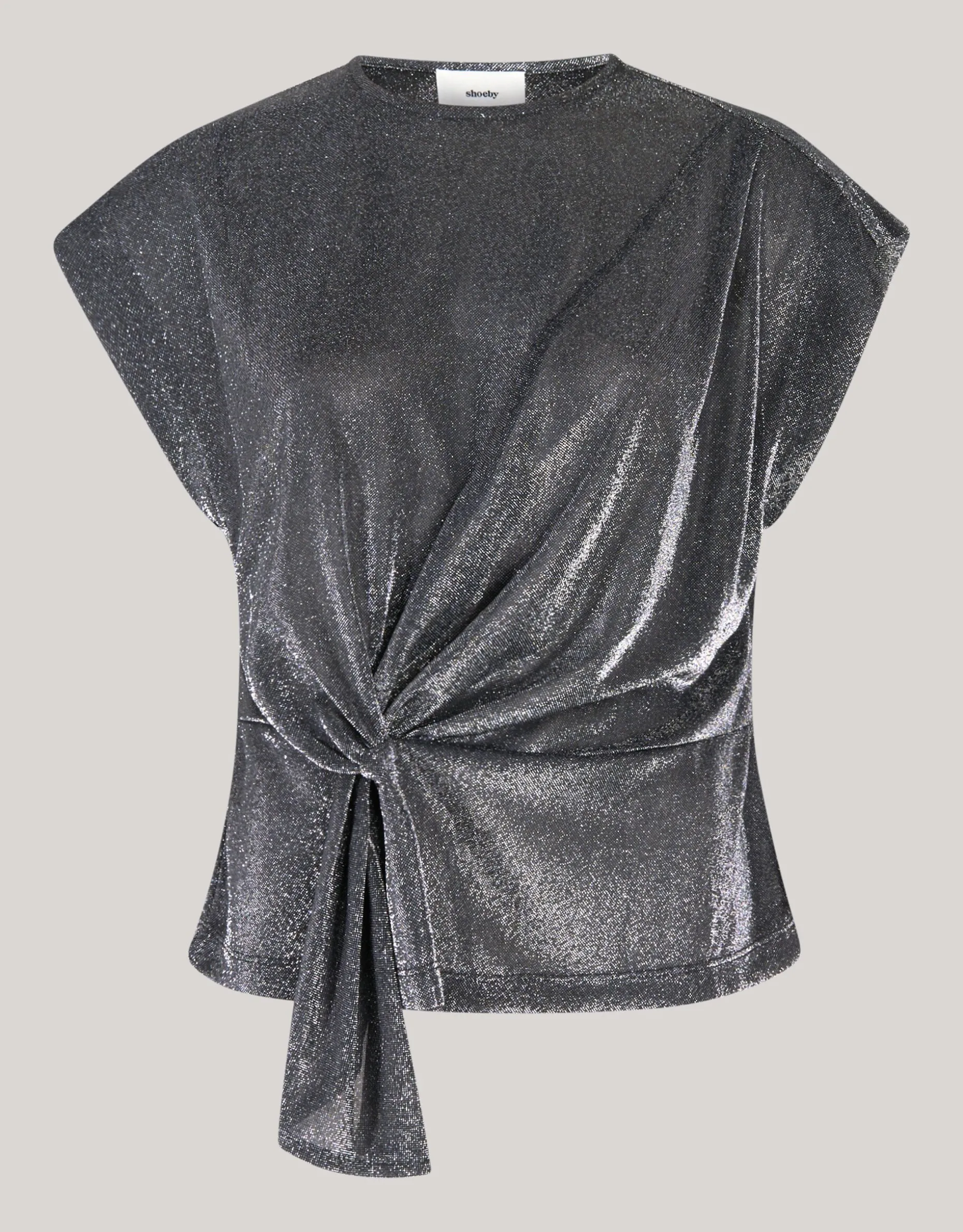 Glitter Waterval Top Grijs