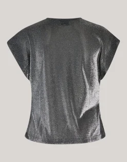 Glitter Waterval Top Grijs