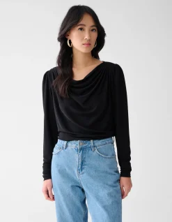 Glitter Waterval Top Zwart