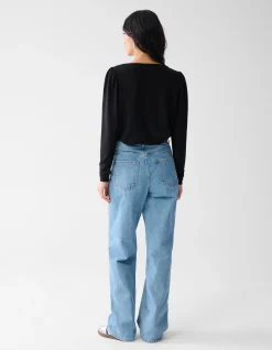 Glitter Waterval Top Zwart