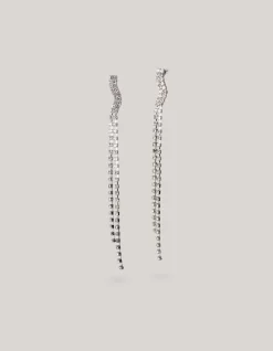 Golvende Strass Oorbellen Zilver