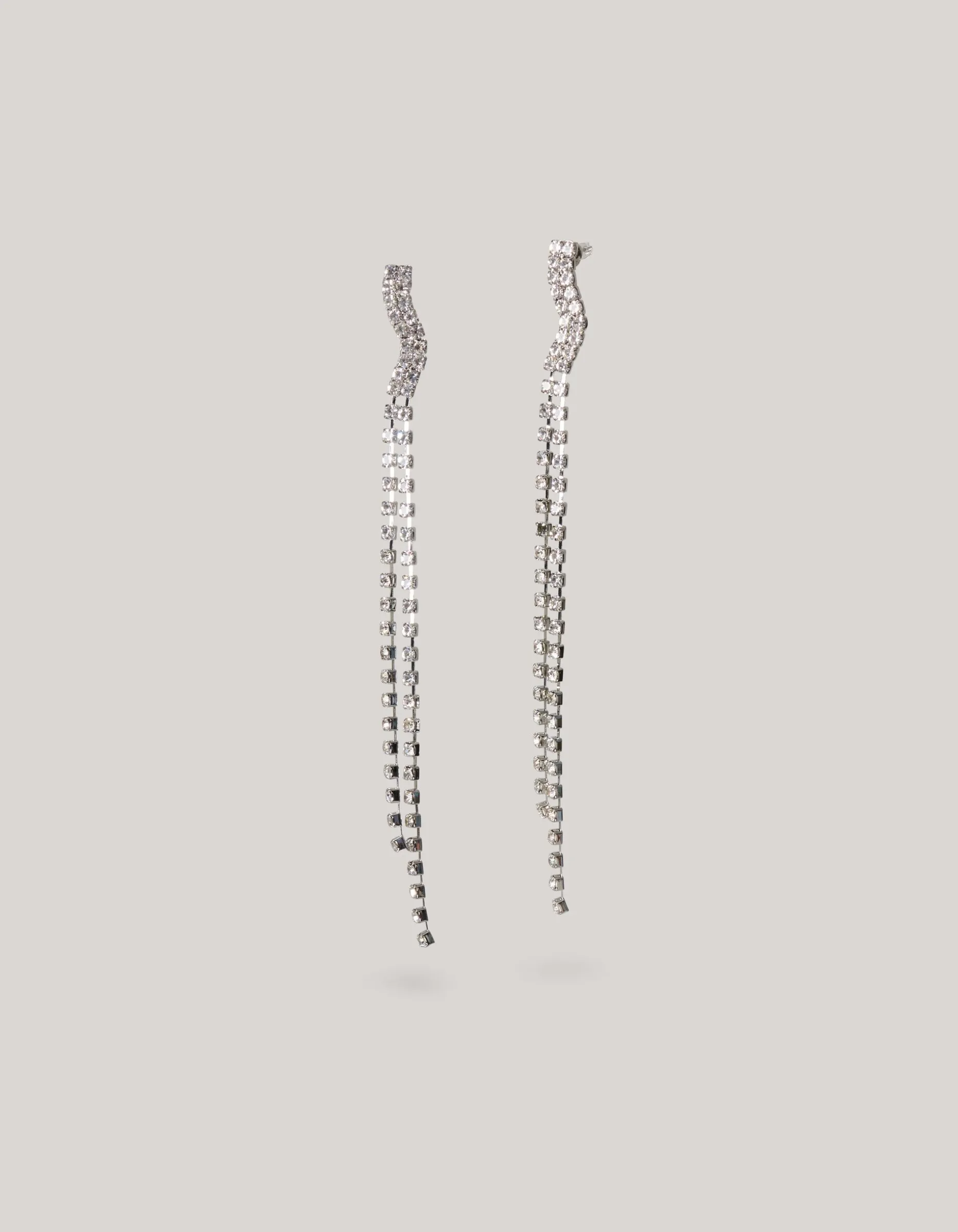 Golvende Strass Oorbellen Zilver
