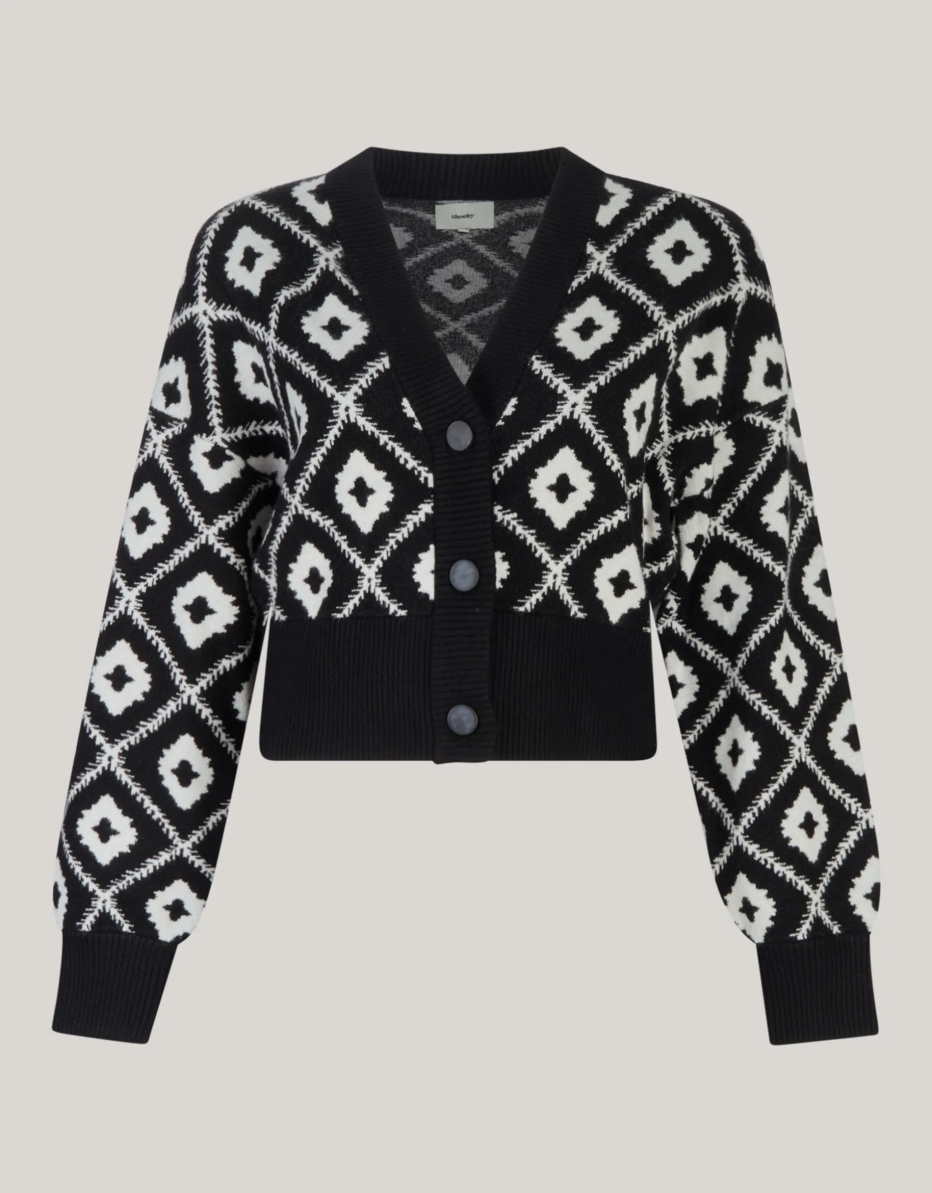 Grafisch Cropped Vest Zwart By Mieke