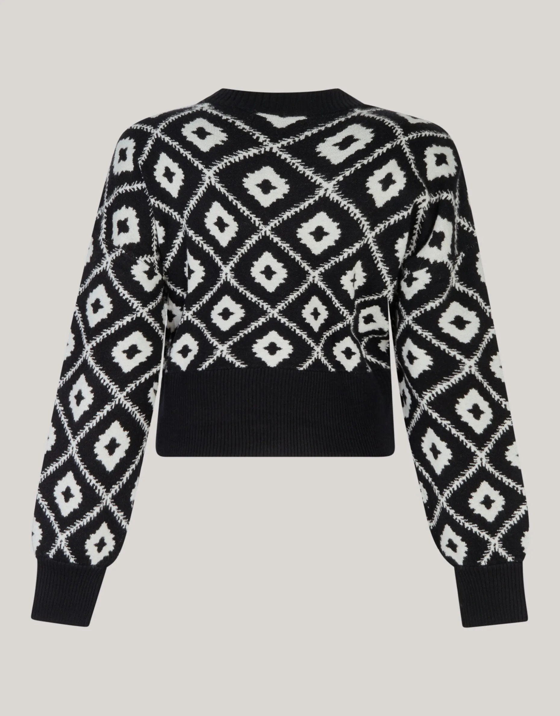 Grafisch Cropped Vest Zwart By Mieke