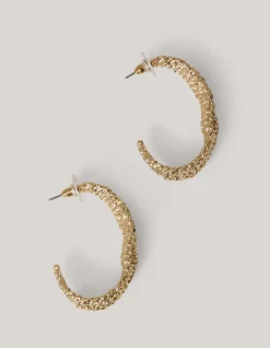Hammered Oval Hoop Oorbellen Goud