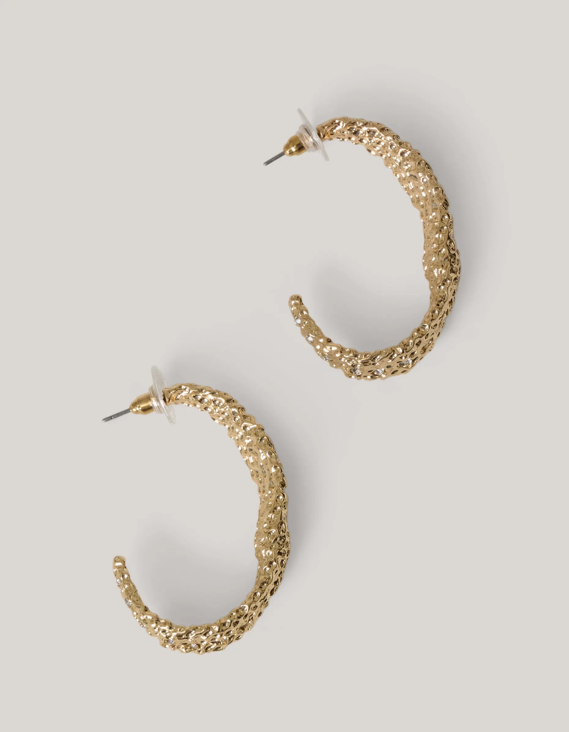 Hammered Oval Hoop Oorbellen Goud