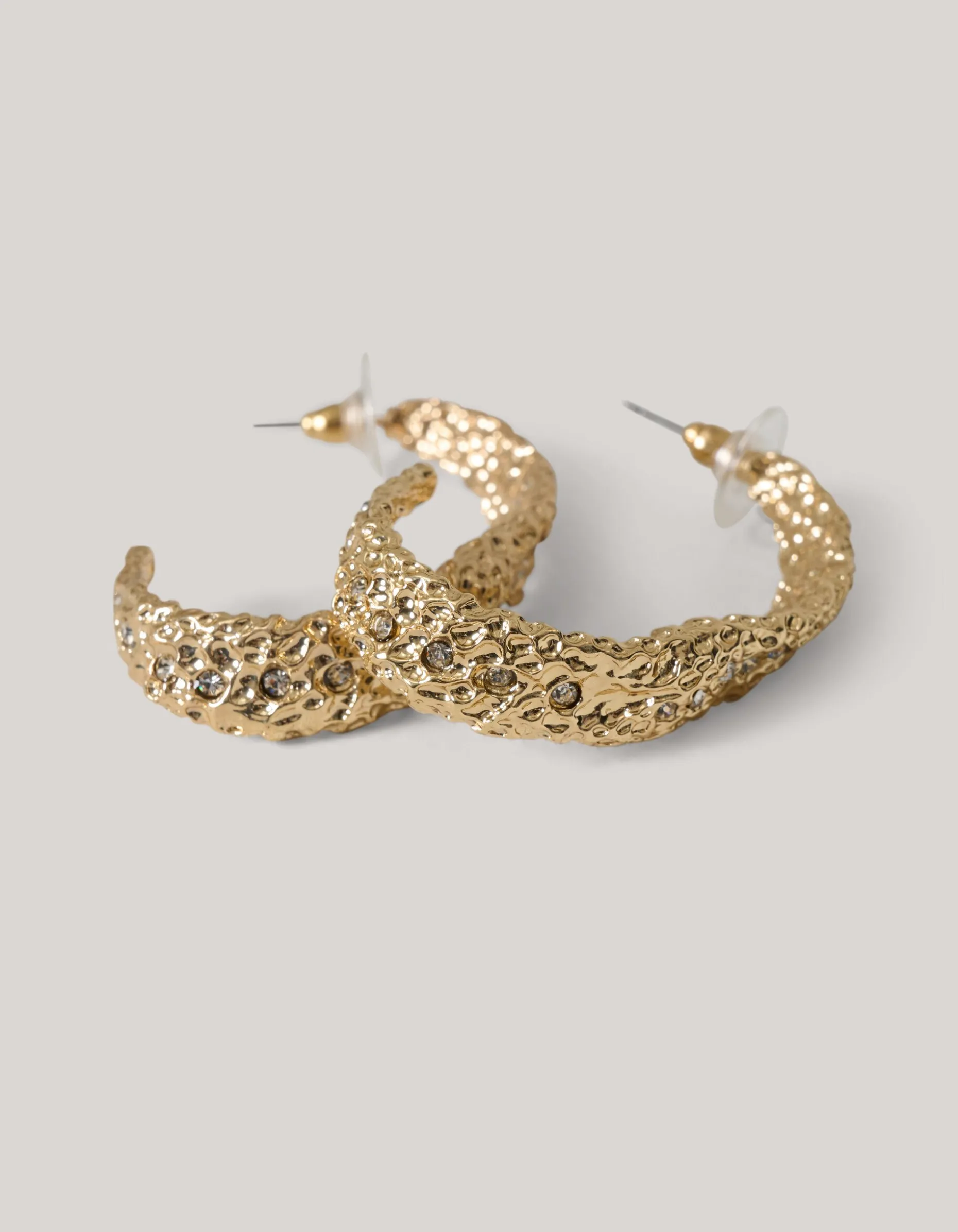 Hammered Oval Hoop Oorbellen Goud
