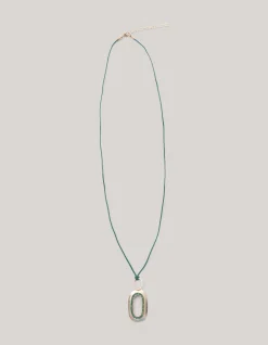 Hammered Oval Strass Ketting Goud By Mieke
