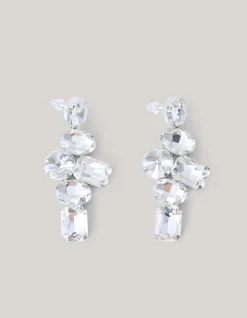 Hanging Strass Oorbellen Zilver