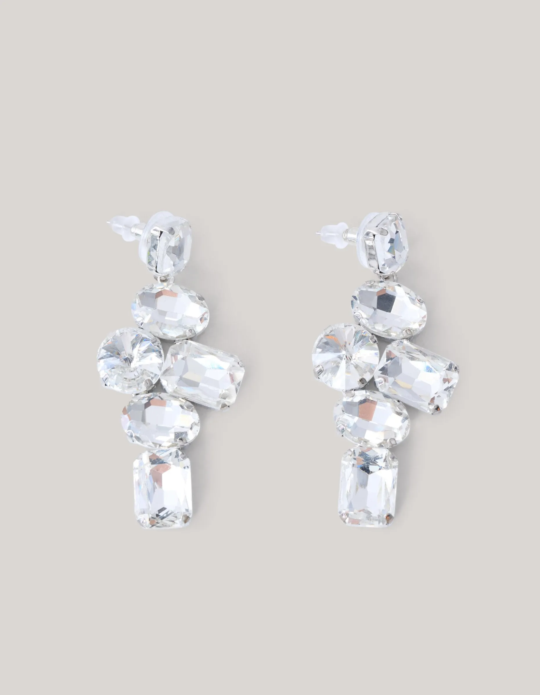 Hanging Strass Oorbellen Zilver