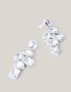 Hanging Strass Oorbellen Zilver