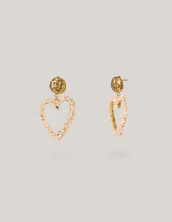 Heart Beaded Oorbellen Beige