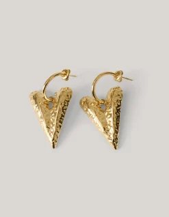 Heart Charm Oorbellen Goud