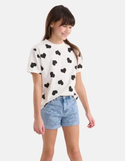Heart Denim Short Mediumstone