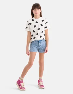Heart Denim Short Mediumstone