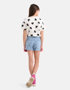 Heart Denim Short Mediumstone