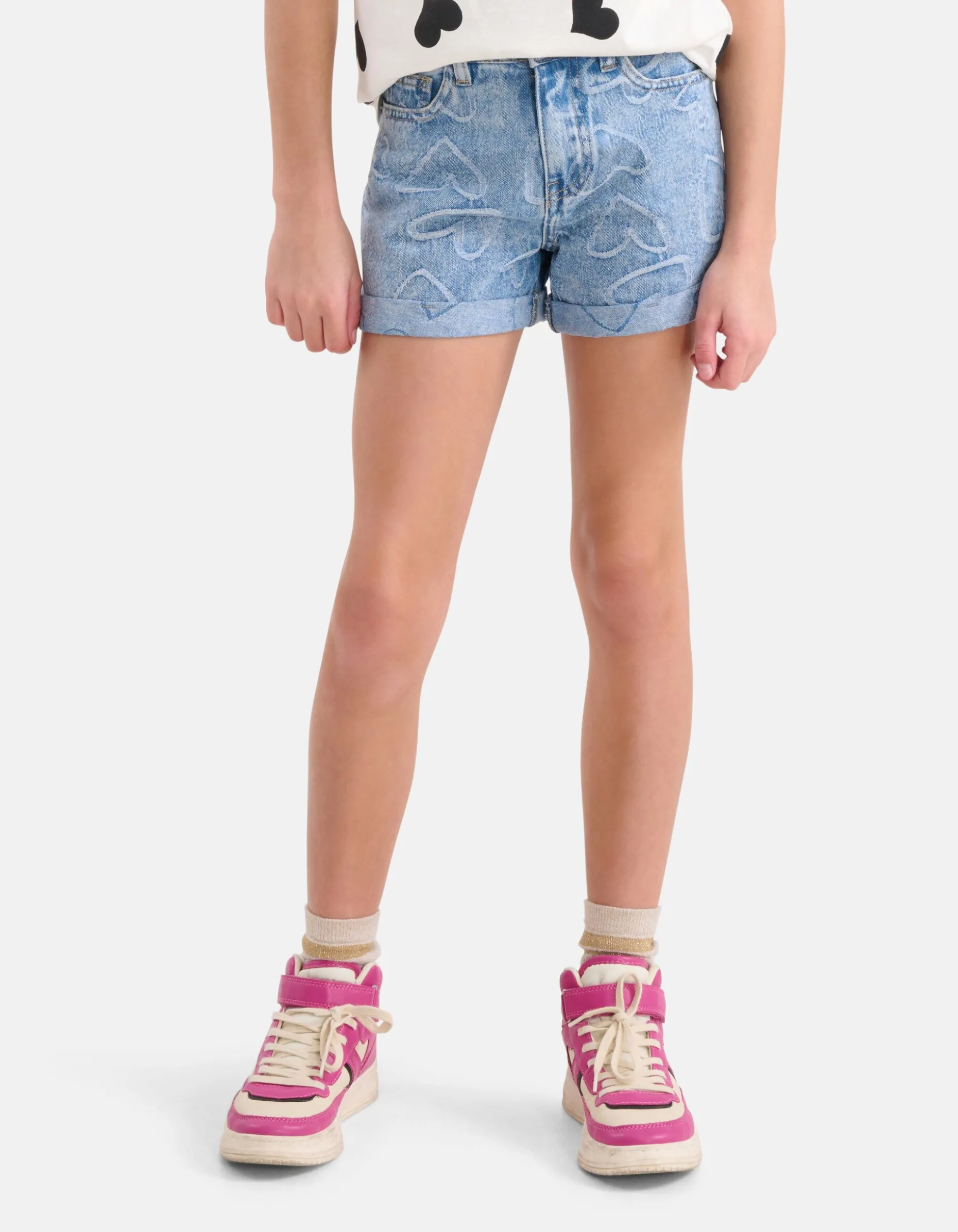 Heart Denim Short Mediumstone