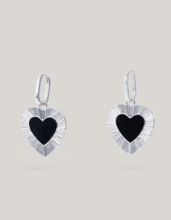 Heart Oorbellen Zilver/Zwart