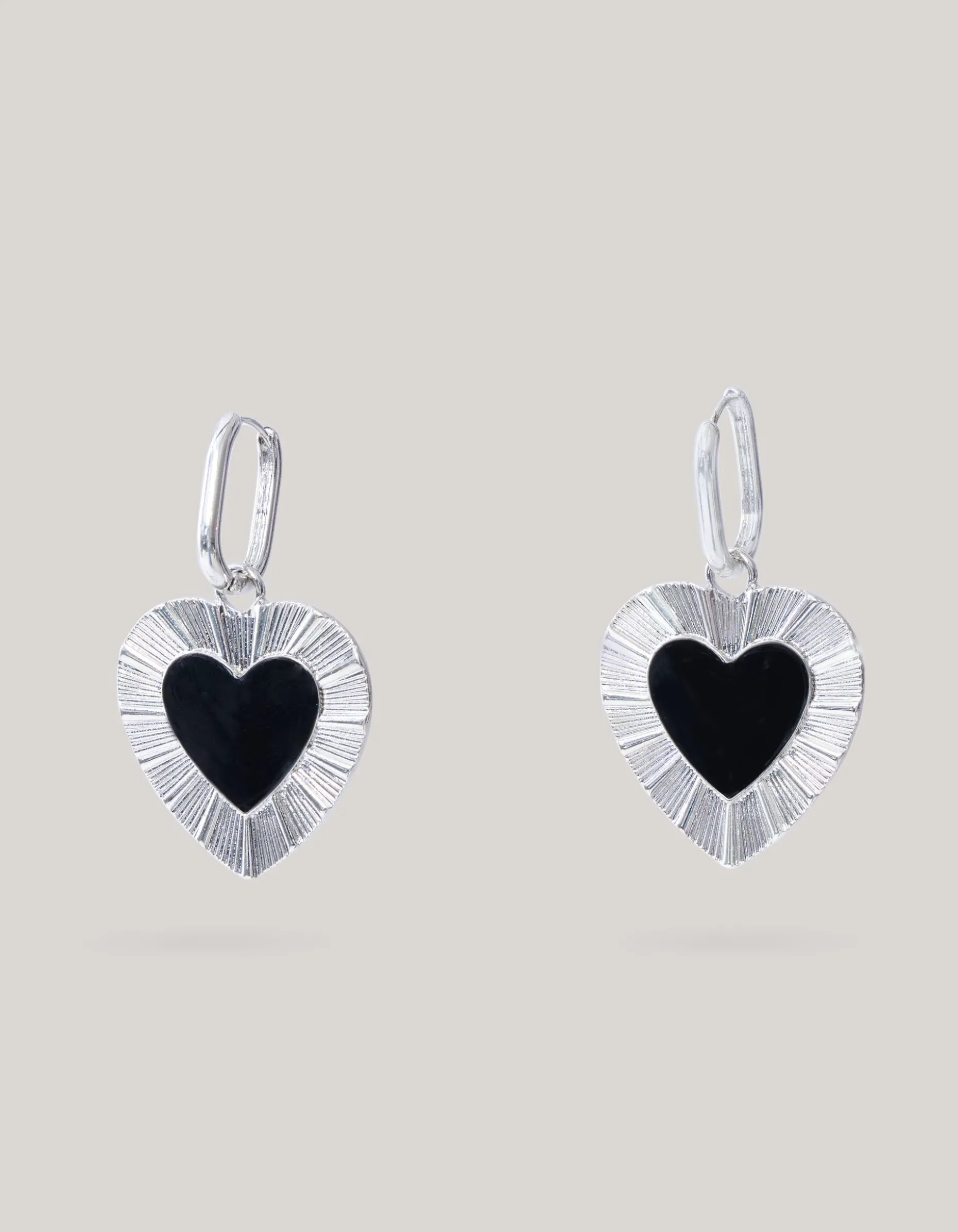 Heart Oorbellen Zilver/Zwart