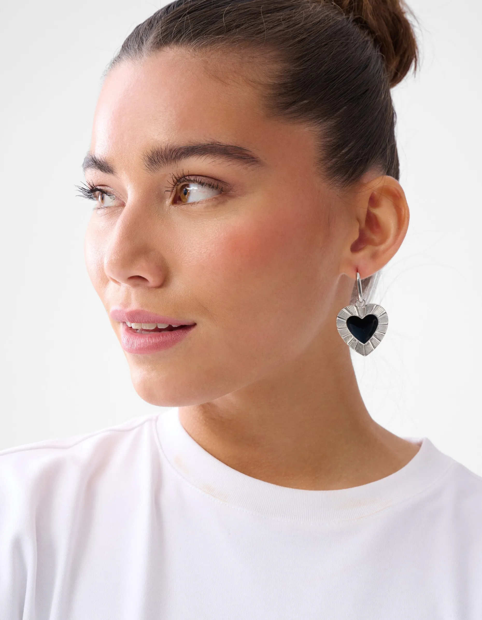 Heart Oorbellen Zilver/Zwart